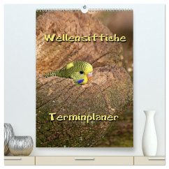 Wellensittiche Terminplaner (hochwertiger Premium Wandkalender 2024 DIN A2 hoch), Kunstdruck in Hochglanz - Berg, Martina