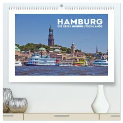 HAMBURG Die Seele Norddeutschlands (hochwertiger Premium Wandkalender 2024 DIN A2 quer), Kunstdruck in Hochglanz
