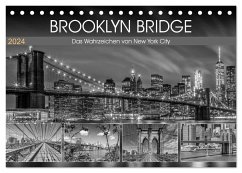 BROOKLYN BRIDGE Das Wahrzeichen von New York City (Tischkalender 2024 DIN A5 quer), CALVENDO Monatskalender