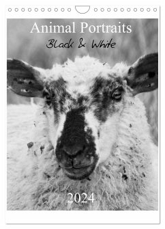 Animal Portraits Black & White 2024 CH Version (Wandkalender 2024 DIN A4 hoch), CALVENDO Monatskalender