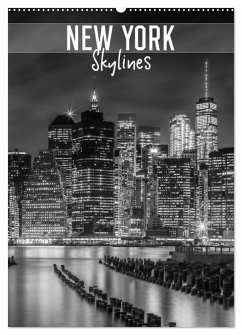 NEW YORK Skylines (Wandkalender 2024 DIN A2 hoch), CALVENDO Monatskalender