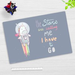 Cover Cover-your-desk Schreibtischunterlage für Kinder Einhorn im Weltall, aus hochwertigem Vinyl , 60 x 40 cm