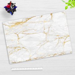 Cover-your-desk Schreibtischunterlage für Kinder und Erwachsene Weißer Marmor mit Goldadern, aus hochwertigem Vinyl , 60 x 40 cm