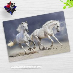 Cover-your-desk Schreibtischunterlage für Kinder und Erwachsene Galoppierende Pferde - weiße Schimmel, aus hochwertigem Vinyl , 60 x 40 cm
