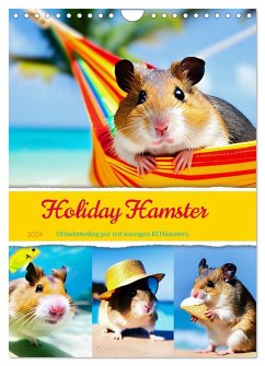Holiday Hamster - Urlaubsfeeling pur mit sonnigen KI Hamstern (Wandkalender 2024 DIN A4 hoch), CALVENDO Monatskalender