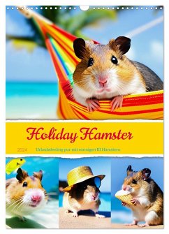 Holiday Hamster - Urlaubsfeeling pur mit sonnigen KI Hamstern (Wandkalender 2024 DIN A3 hoch), CALVENDO Monatskalender