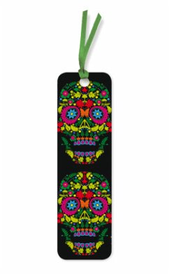 10er-Verpackungseinheit Lesezeichen: Farbig bemalter Totenschädel - Sugar Skull - Flame Tree Publishing