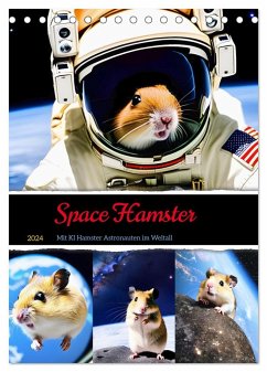 Space Hamster - Mit KI Hamster Astronauten im Weltall (Tischkalender 2024 DIN A5 hoch), CALVENDO Monatskalender - Schimak, Fred