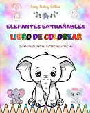 Elefantes entrañables   Libro de colorear para niños   Simpáticas escenas de adorables elefantes y sus amigos