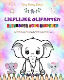Lieflijke olifanten Kleurboek voor kinderen Schattige scènes van charmante olifanten en hun vrienden