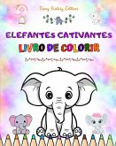 Elefantes cativantes   Livro de colorir para crianças   Cenas fofas de adoráveis elefantes e seus amigos