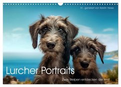 Lurcher Portraits - Zwei Welpen entdecken die Welt (Wandkalender 2024 DIN A3 quer), CALVENDO Monatskalender - Hesse, Kerstin