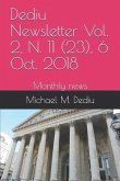 Dediu Newsletter Vol. 2, N. 11 (23), 6 Oct. 2018: Monthly news