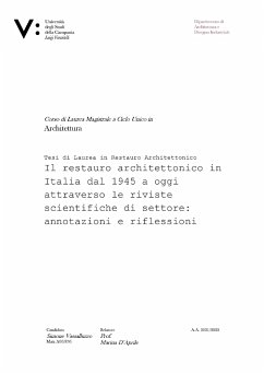 Il restauro architettonico in Italia dal 1945 a oggi attraverso le riviste scientifiche di settore: annotazioni e riflessioni (eBook, ePUB) - Vassalluzzo, Simone