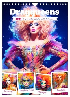 Dragqueens. Drag- und Travestie Kunst. Illustrationen (Wandkalender 2024 DIN A4 hoch), CALVENDO Monatskalender