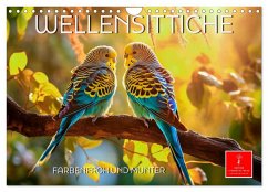 Wellensittiche farbenfroh und munter (Wandkalender 2024 DIN A4 quer), CALVENDO Monatskalender