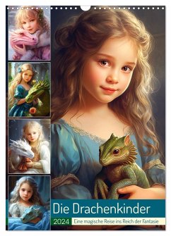 Die Drachenkinder. Eine magische Reise ins Reich der Fantasie (Wandkalender 2024 DIN A3 hoch), CALVENDO Monatskalender - Hurley, Rose