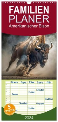 Familienplaner 2024 - Amerikanischer Bison mit 5 Spalten (Wandkalender, 21 x 45 cm) CALVENDO - Roder, Peter