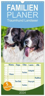 Familienplaner 2024 - Traumhund Landseer mit 5 Spalten (Wandkalender, 21 x 45 cm) CALVENDO