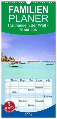Familienplaner 2024 - Trauminseln der Welt - Mauritius mit 5 Spalten (Wandkalender, 21 x 45 cm) CALVENDO