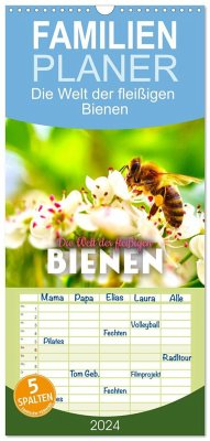 Familienplaner 2024 - Die Welt der fleißigen Bienen mit 5 Spalten (Wandkalender, 21 x 45 cm) CALVENDO - Monkey, Happy