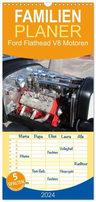 Familienplaner 2024 - Ford Flathead V8 Motoren mit 5 Spalten (Wandkalender, 21 x 45 cm) CALVENDO