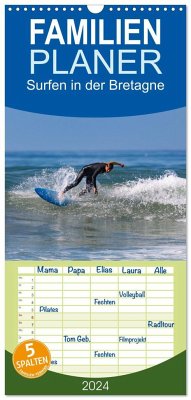 Familienplaner 2024 - Surfen in der Bretagne mit 5 Spalten (Wandkalender, 21 x 45 cm) CALVENDO