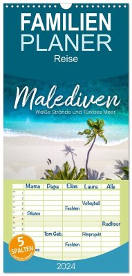 Familienplaner 2024 - Malediven - Weiße Strände und Türkises Meer. mit 5 Spalten (Wandkalender, 21 x 45 cm) CALVENDO - SF
