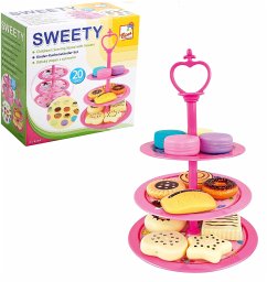 Bino 83400 - Kinder-Kuchenständer-Set, Kuchen-Etagere, Kunststoff, rosa/bunt, Höhe: ca. 22cm