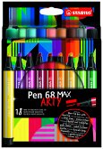 STABILO Pen 68 MAX - ARTY - 18er Pack - mit 18 verschiedenen Farben