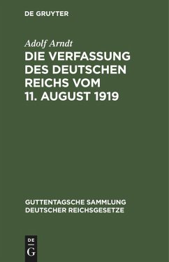 Cover Die Verfassung des Deutschen Reichs vom 11. August 1919 (eBook, PDF)