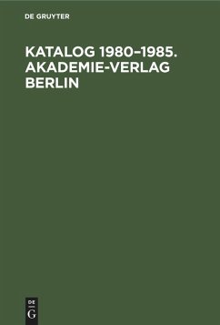 Katalog 1980-1985. Akademie-Verlag Berlin (eBook, PDF)