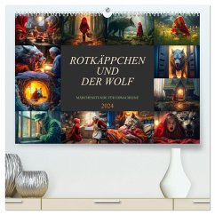 Rotkäppchen und der Wolf (hochwertiger Premium Wandkalender 2024 DIN A2 quer), Kunstdruck in Hochglanz