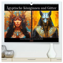 Ägyptische Königinnen und Götter. Fantasy-Illustrationen von einem alten Reich (hochwertiger Premium Wandkalender 2024 DIN A2 quer), Kunstdruck in Hochglanz