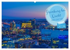Hamburg bei Nacht (Wandkalender 2024 DIN A2 quer), CALVENDO Monatskalender