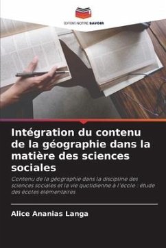 Intégration du contenu de la géographie dans la matière des sciences sociales - Langa, Alice Ananias