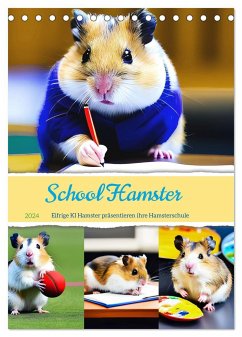 School Hamster - Eifrige KI Hamster präsentieren ihre Hamsterschule (Tischkalender 2024 DIN A5 hoch), CALVENDO Monatskalender - Schimak, Fred