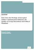 How Does the Privilege of Encrypted Online Communication Influence the Quality of Group Discussions and Political Pluralism? (eBook, PDF)