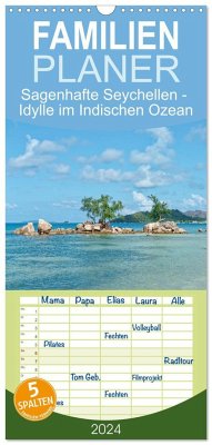 Familienplaner 2024 - Sagenhafte Seychellen - Idylle im Indischen Ozean mit 5 Spalten (Wandkalender, 21 x 45 cm) CALVENDO