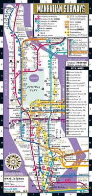 Streetwise Manhattan Bus Subway Map - Laminated Subway & Bus Map of Manhattan, New York - Michelin