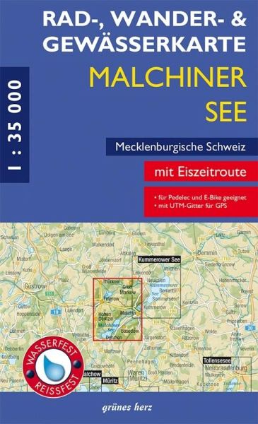 Rad-, Wander- und Gewässerkarte Malchiner See, Mecklenburgische Schweiz Rad-, Wander- und Gewässerkarte Malchiner See, Mecklenburgische Schweiz