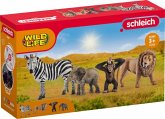 Schleich 42387 - Wild Life Starter-Set (Löwe, Zebra, Elefantenbaby, Schimpanse), 4-teilig