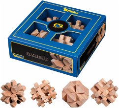 Philos 3501 - Puzzleset 1, Holz, 4-teilig, Puzzlespiele, Denkspiele, Knobelspiele, Schwierigkeitsgrad: mittelschwer, Geschenkbox