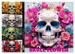 Skull Flower - Totenkopf ART (Wandkalender 2024 DIN A3 quer), CALVENDO Monatskalender