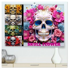 Skull Flower - Totenkopf ART (hochwertiger Premium Wandkalender 2024 DIN A2 quer), Kunstdruck in Hochglanz