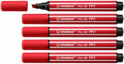 Cover Premium-Filzstift mit dicker Keilspitze - STABILO Pen 68 MAX - 5er Pack - karmin