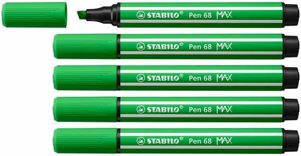 Premium-Filzstift mit dicker Keilspitze - STABILO Pen 68 MAX - 5er Pack - laubgrün Premium-Filzstift mit dicker Keilspitze - STABILO Pen 68 MAX - 5er Pack - laubgrün