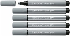 Premium-Filzstift mit dicker Keilspitze - STABILO Pen 68 MAX - 5er Pack - mittelgrau
