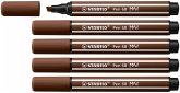 STABILO Filzstifte Pen 68 MAX, 5er Set, braun