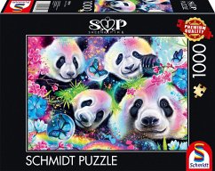 Image of Schmidt 58516 - Sheena Pike, Neon Blumen-Pandas, Puzzle, 1000 Teile